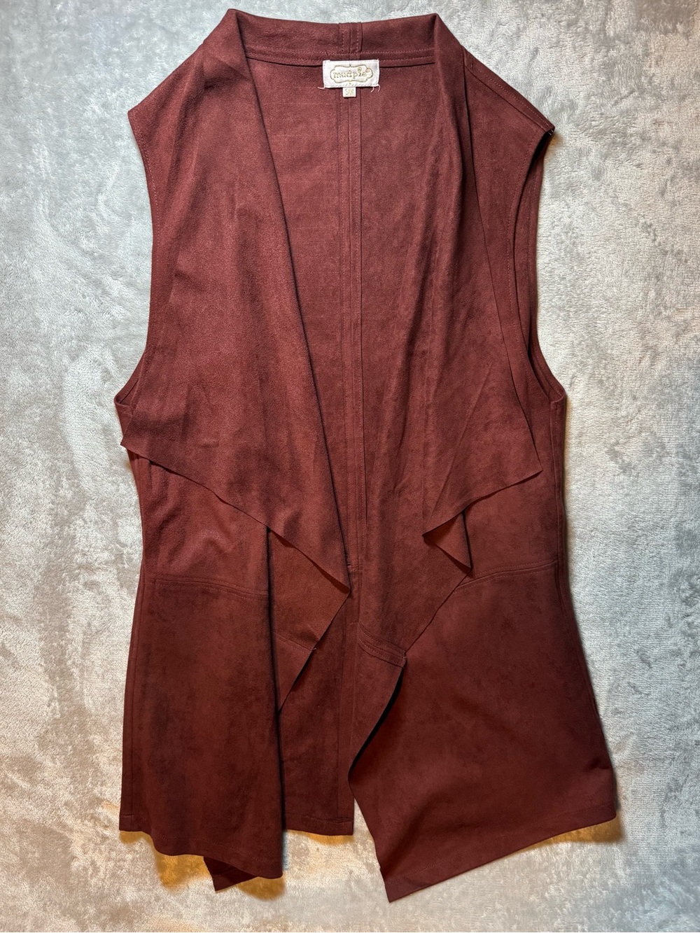 Mud Pie Suede-Look Drape Vest in Wine